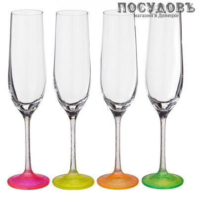 Фужер для шампанского Bohemia "Neon Frozen" 190 мл, стекло, в упаковке 4 шт