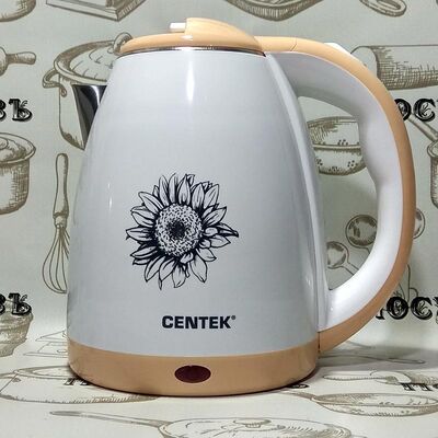 Centek CT-1026 Beige электрочайник 2 000 Вт, 1 800 мл, корпус: двойной нержавейка/пластик, гарантия 1 год