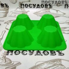 Силиконовая форма 523-40 для четырех кексов 17×17×4 см Ø7,5 см