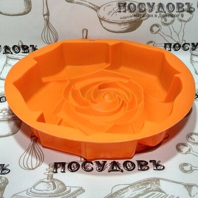 Силиконовая форма 523-14 форма в виде розы для пирога Ø30×5 см