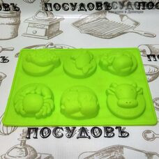 Силиконовая форма 523-9 6 кексов "знак зодиака" 23×17×2 см 1 шт