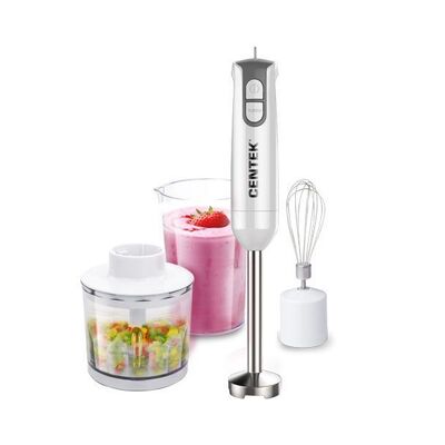 Блендер Centek CT-1336 white grey 800 Вт, 2 скорости, стакан 600 мл, измельчитель 300 мл, венчик