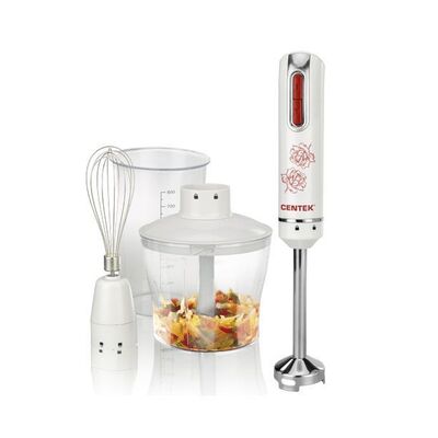 Блендер Centek CT-1339 White 800 Вт, 2 скорости, стакан 800 мл, измельчитель 500 мл, венчик
