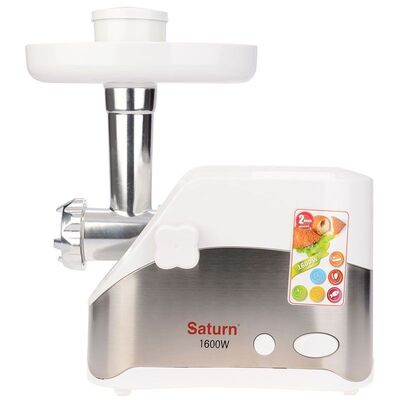 Электромясорубка Saturn ST-FP0098 White 1600 Вт, 3 решетки, 3 шинковки, насадка для сока