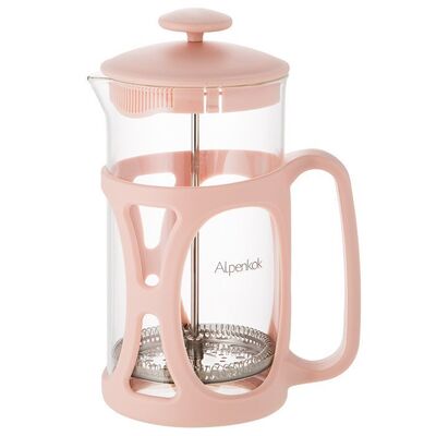 Alpenkok АК-704/10 бежевый, френч-пресс с фильтром из нержавеющей стали, 1 000 мл, стекло закаленное, в упаковке 1 шт