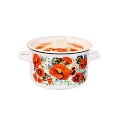 Кастрюля эмалированная 1,5 л с деколью "маки мечта"