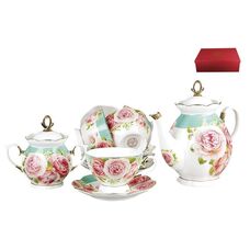 Коралл Пионы V14-peony чайный сервиз 14 предметов