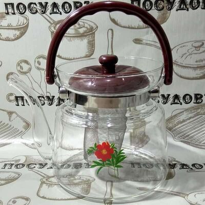 Коралл QX116/2,0, чайник заварочный с сетчатым фильтром, 2 000 мл, стекло закаленное, в упаковке 1 шт
