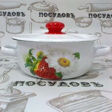 Стальная эмалированная кастрюля Epos 1607/2 1 л с рисунком (Новомосковск)
