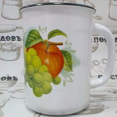 Стальная эмалированная кружка Epos 0108/2 1,5 л с рисунком "Дары лета" (Новомосковск)