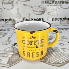 Lefard 260-449 кружка желтая с надписью Coffe, фарфор, 400 мл 1 шт.
