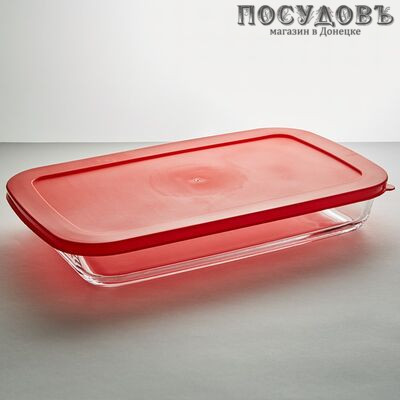 Забава РК-0048/2 прямоугольная форма для запекания с крышкой, стекло жаропрочное, 352×213×52 мм, 2500 мл