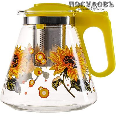 Alpenkok AK-5511/2А чайник заварочный с фильтром желтый, стекло термостойкое, 1200 мл