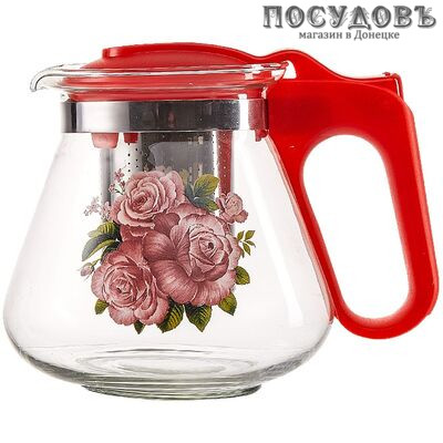 Alpenkok AK-5512/16А чайник заварочный с фильтром коралловый, стекло термостойкое, 700 мл