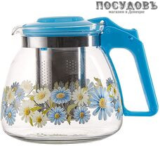 Alpenkok АК-5513/4A чайник заварочный с фильтром голубой с рисунком, стекло, 900 мл
