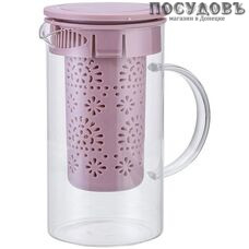 Alpenkok AK-5520/5 чайник заварочный с фильтром бежево-розовый, стекло, 1000 мл