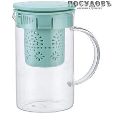 Alpenkok AK-5521/22 чайник заварочный с фильтром мятный, стекло, 800 мл