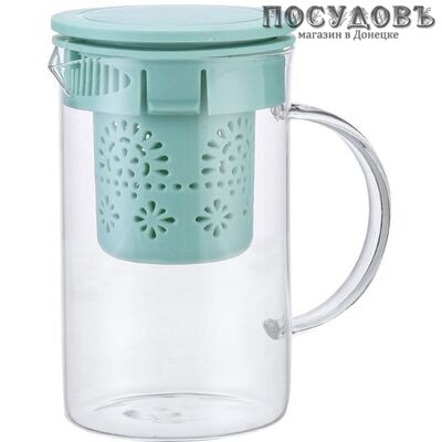 Alpenkok AK-5521/22 чайник заварочный с фильтром мятный, стекло, 800 мл