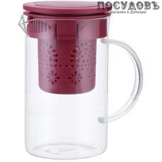 Alpenkok AK-5521/7 чайник заварочный с фильтром бордовый, стекло, 800 мл