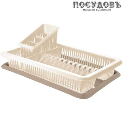 Plast Team Bono GR1562СЛ сушилка для посуды с поддоном, полипропилен, 480×305×170 мм, цвет бежевый, 2 пр.