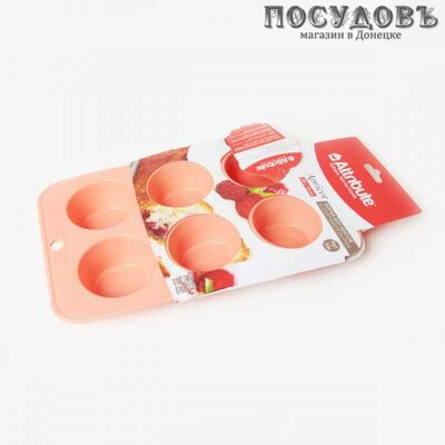 Attribute "Apricot" ABS309, прямоугольная форма для выпечки кексов, 6 формочек, силикон, 280×180 мм 1 шт
