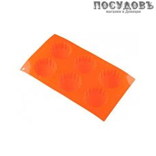 KING Hoff KH-4644, прямоугольная форма для выпечки кексов, 6 формочек, силикон, 290×170×28 мм без упаковки 1 шт