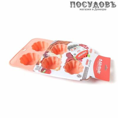 Attribute "Apricot" ABS308, прямоугольная форма для выпечки кексов, 6 формочек, силикон, 280×180×70 мм, в упаковке 1 шт