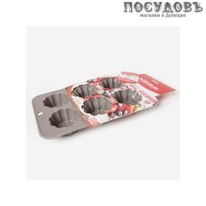 Attribute "Grase" ABS303, прямоугольная форма для выпечки кексов, 6 формочек, силикон, 280×180×70 мм, в упаковке 1 шт