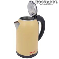 Saturn EK8449 бежевый, электрочайник 1 800 Вт, 1 700 мл, корпус: двойной нержавейка/пластик, гарантия 1 год