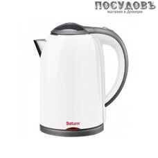Saturn EK8449 белый, электрочайник 1 800 Вт, 1 700 мл, корпус: двойной нержавейка/пластик, гарантия 1 год