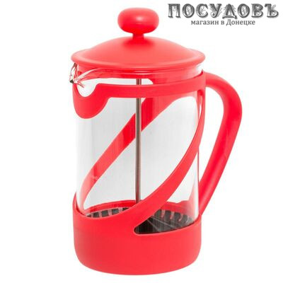 Attribute "Basic Color" ATT851 красный, френч-пресс с фильтром 850 мл, стекло термостойкое, пластиковый корпус, в упаковке 1 шт