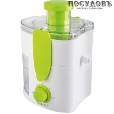 Scarlett SC-JE50P01 cоковыжималка электрическая, 600 Вт, горловина 55 мм, стакан 280 мл, под мякоть 350 мл, белый с зеленым