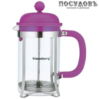 Klausberg KB-7080 фиолетовый, френч-пресс, 800 мл, стекло термостойкое, корпус из нержавеющей стали в упаковке 1 шт