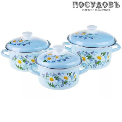 КМК Полесье-1 набор посуды, сталь эмалированная, голубой, 6 пр.