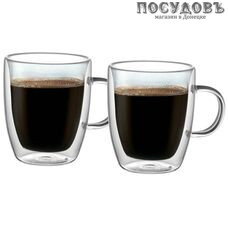 BACKMAN BM-0314 кружка с двойной стенкой, 400 мл, стекло термостойкое, в упаковке 2 шт.