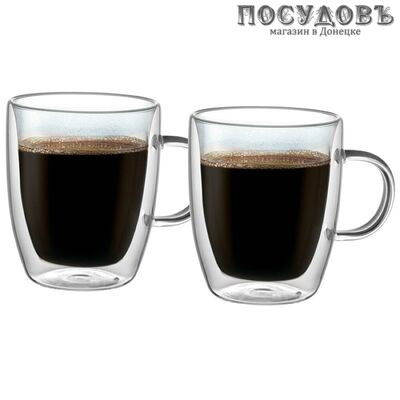 BACKMAN BM-0314 кружка с двойной стенкой, 400 мл, стекло термостойкое, в упаковке 2 шт.