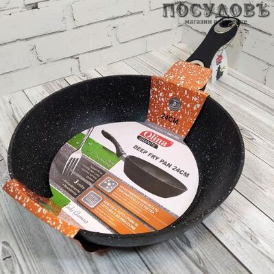 Olina Deep granite induction 501-7-24 сотейник Ø240×66 мм, алюминий литой, мраморное покрытие