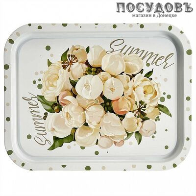 РФЖУ Пионы 325-01899 поднос, жесть, 332×258 мм