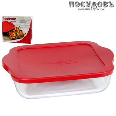 Borcam 59034K форма для выпечки с пластиковой крышкой, стекло жаропрочное, 256×220×60 мм, 1950 мл