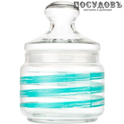 Luminarc Brush Mania Turquoise Q5964 банка для хранения со стеклянной крышкой, 500 мл, стекло