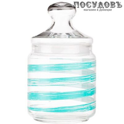 Luminarc Brush Mania Turquoise Q5965 банка для хранения со стеклянной крышкой, 750 мл, стекло