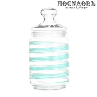Luminarc Brush Mania Turquoise Q6103 банка для хранения со стеклянной крышкой, 1000 мл, стекло