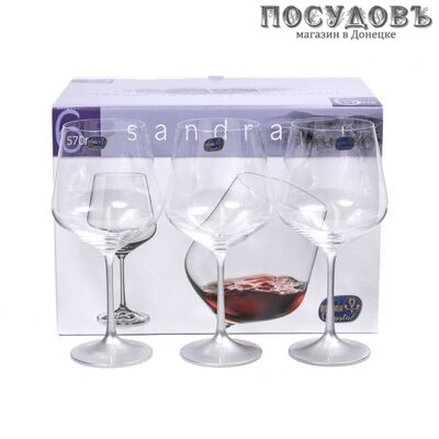 Crystalex Bohemia Sandra B40728-570101-01A-D4980-O, бокал винный 570 мл, стекло, в упаковке 6 шт.