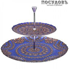 Pasabahce Caravan 3422PLS/тс конфетница двухъярусная, стекло, Ø220 мм, синий