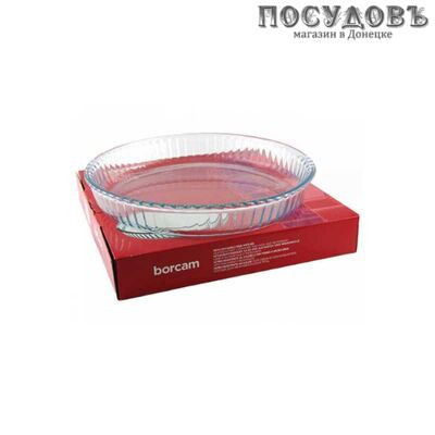 Borcam 59014, круглая форма для выпечки, жаропрочное стекло, Ø320×50 мм, 2 950 мл, Турция, в упаковке 1 шт