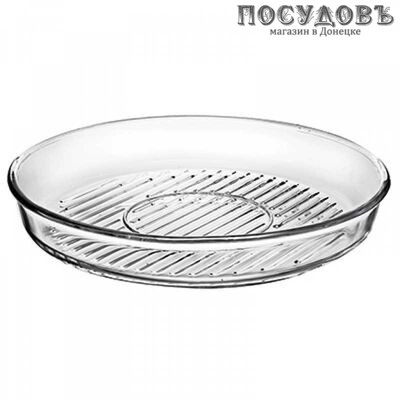 Borcam 59544, круглая форма-гриль, жаропрочное стекло, Ø320×45 мм, 2 900 мл, Турция, в упаковке 1 шт
