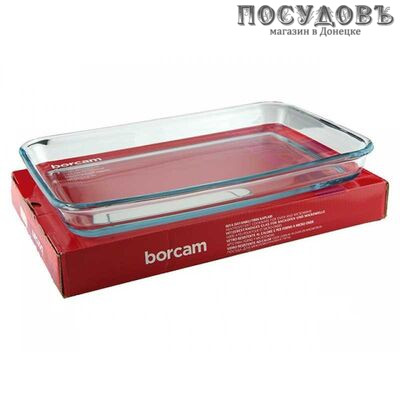 Borcam 59004/1017139, прямоугольная форма для выпечки, жаропрочное стекло, 336×216×39  мм, 1 900 мл, Турция, в упаковке 1 шт