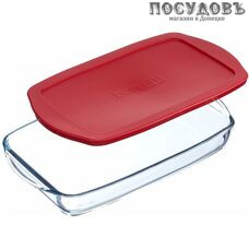 Borcam 59006, прямоугольная форма с герметичной крышкой, стекло жаропрочное, 336×190×50 мм, 1950 мл, Турция, в упаковке 2 предмета