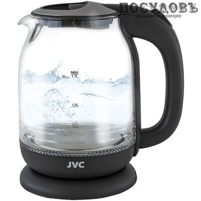 JVC JK-KE1510 grey электрочайник, 2200 Вт, 1700 мл, стекло термостойкое, внутренняя подсветка, серый