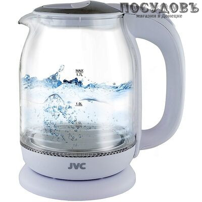 JVC JK-KE1510 white электрочайник, 2200 Вт, 1700 мл, стекло термостойкое, внутренняя подсветка, белый